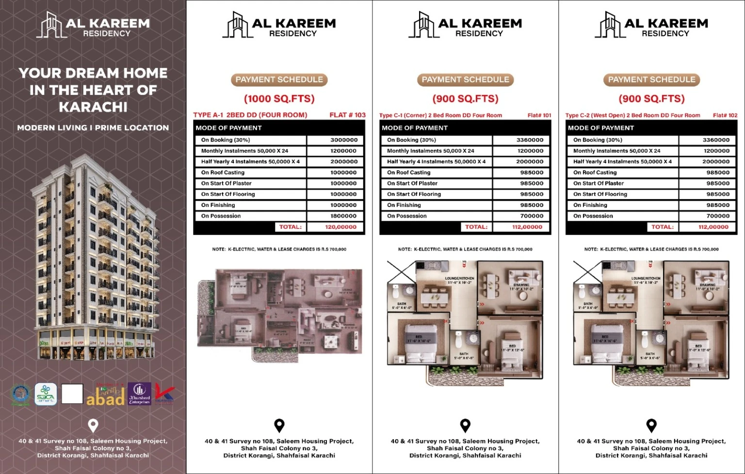 900 & 1,000 sq ft schedules